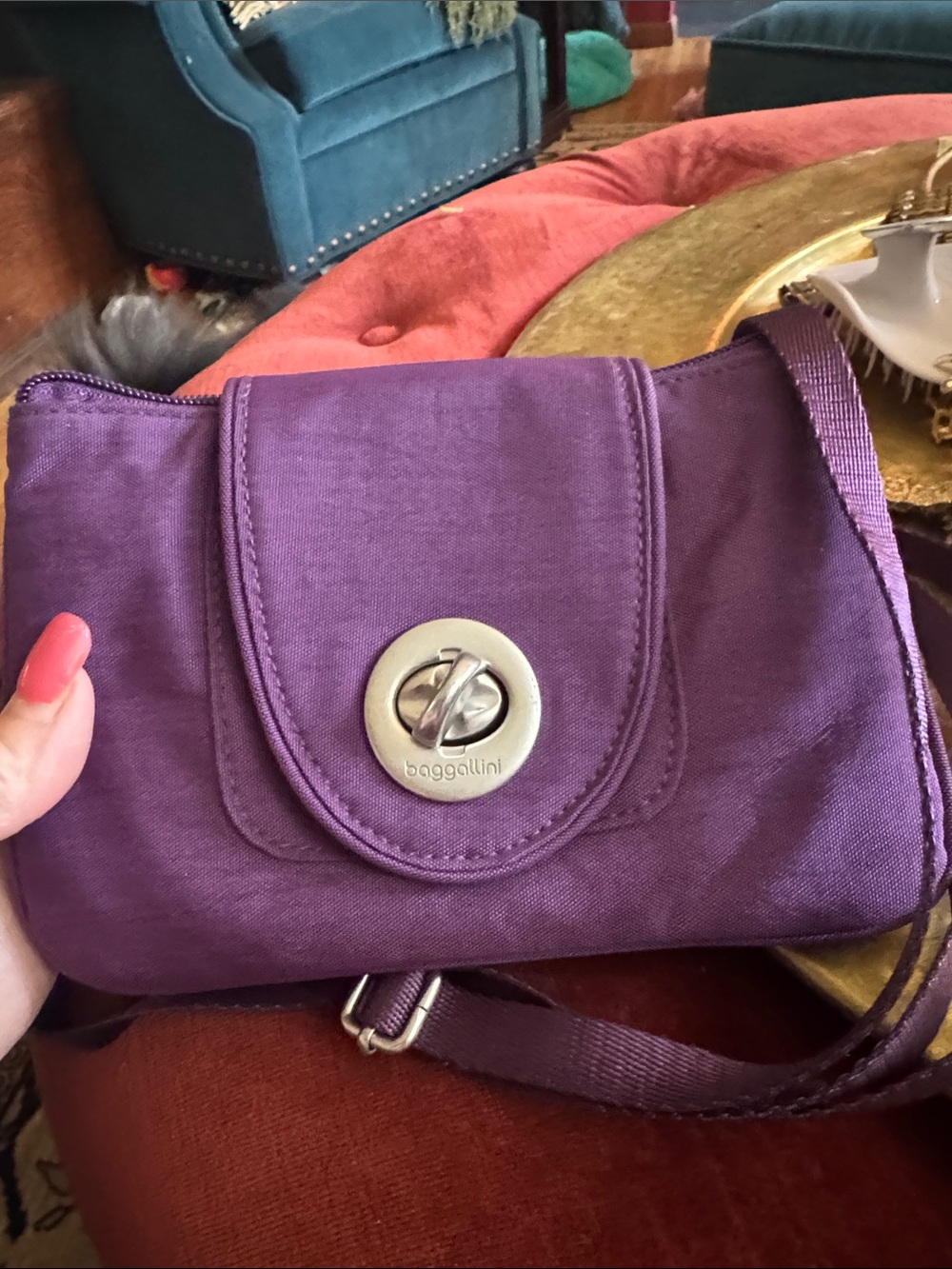 Baggallini Purple Crossbody with Silver Turn-Lock Accent